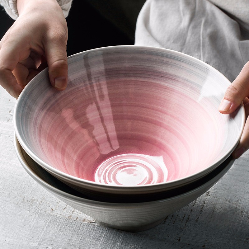 INSCRIPTION 以艺术之铭 日式窑变手绘拉面碗 陶瓷家用高脚喇叭汤碗大容量牛肉面碗 印象粉