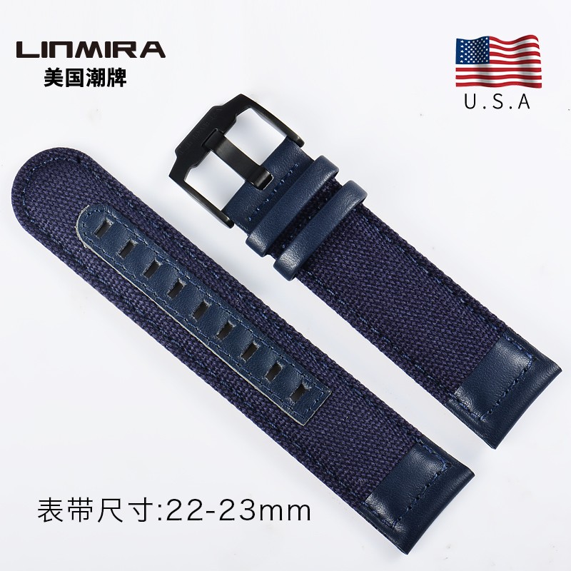 林慕(Linmira)手表表带林慕手表真皮表带帆布带钢带LM683 LM684通用款 男女通用 LM684表带-帆布带/蓝色