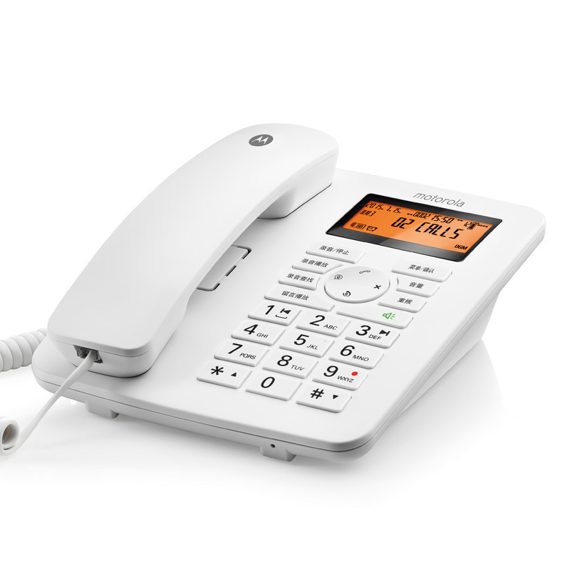 摩托罗拉CT111C 录音电话机 办公家用座机 手动自动录音 电话机 赠8GBSD卡 CT111C 白色