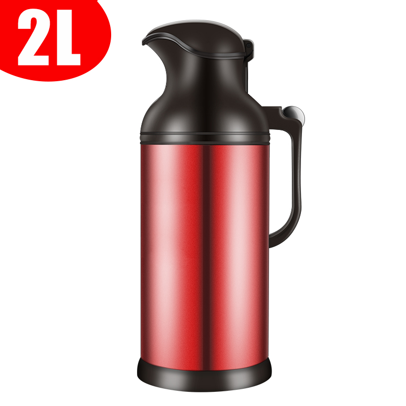 天喜（TIANXI）热水瓶保温壶 家用大容量保温杯保温水壶暖水瓶 保温瓶玻璃内胆家居热水瓶暖水壶 红色2L