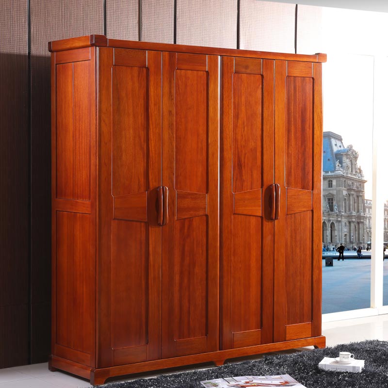 爱绿居 实木四门衣柜海棠木大衣柜卧室家具 琥珀红 全实木经典款