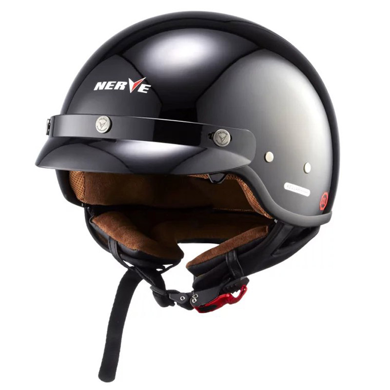 德国NERVE 摩托车头盔 凯夫拉防弹纤维半盔 哈雷头盔 黑色头盔+泡泡镜 XL码