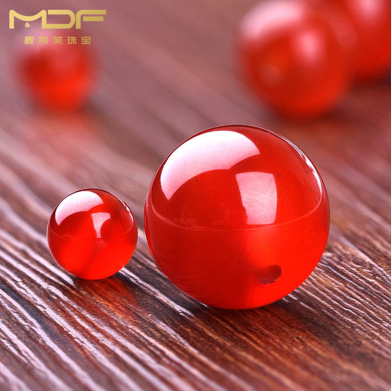 潮典 红玛瑙散珠圆珠红色半成品串珠子手工diy手串手链女饰品隔珠配件 4mm【20颗】