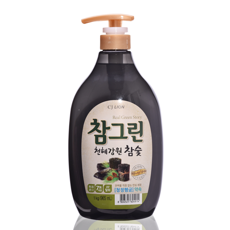 韩国狮王 常绿秀手木炭洗涤剂1kg 厨具果蔬洗洁精 护肤不伤手(韩国进口)