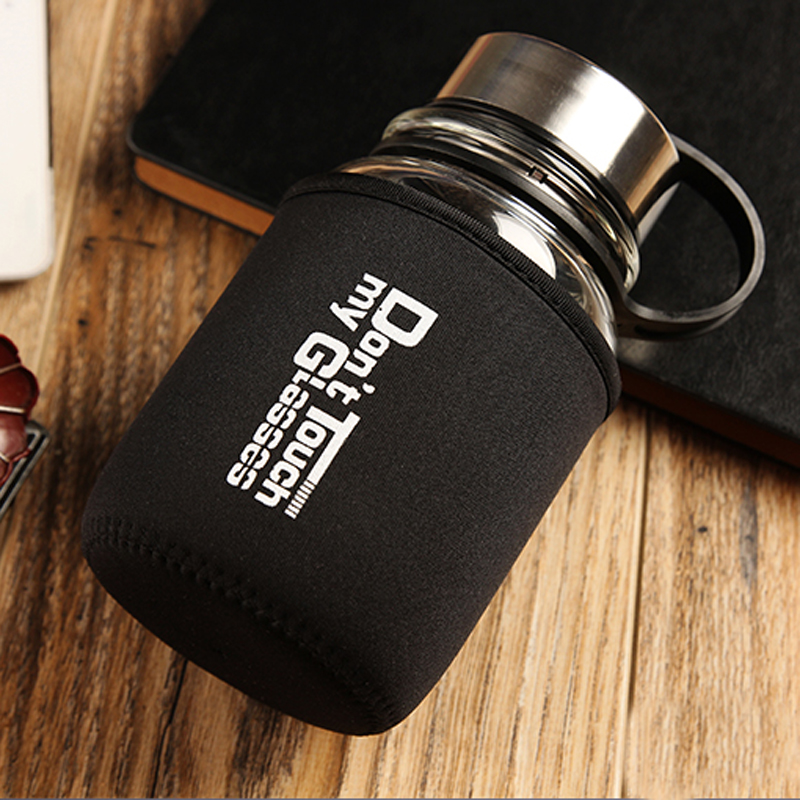 禾艾苏（heisou）玻璃杯便携水杯随手杯旅行杯车载水杯运动杯子大容量水杯带杯套 700ML带杯套