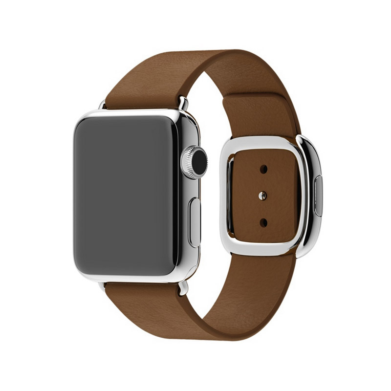 例米 适用于苹果手表iwatch9/8/7/6/SE现代风扣式磁吸真皮表带apple watch5代 现代风扣式磁吸表带-42/44/45mm -棕色