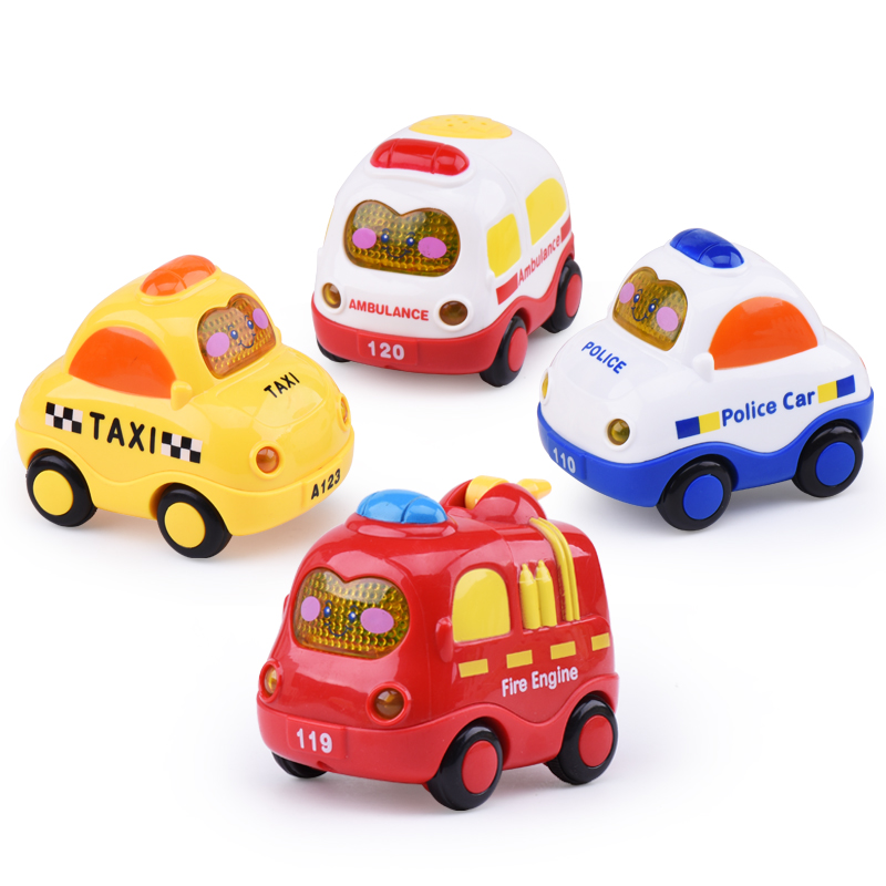 爱奇天使儿童玩具车惯性仿真小汽车男女小孩婴儿宝宝玩具幼儿园1-3-6岁 汽车4款(声效灯光)