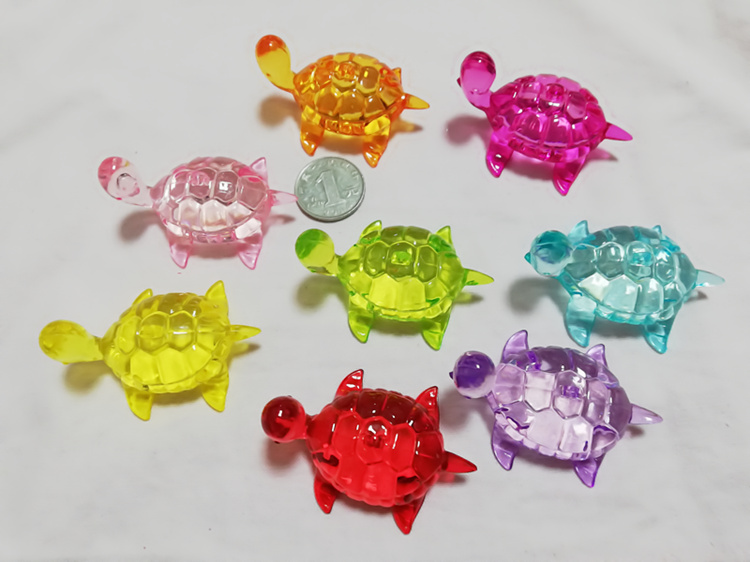 彩色乌龟宝石小孩饰品配件儿童过家家玩具儿童游乐场抓水晶奖励 大龟8颗（8色）