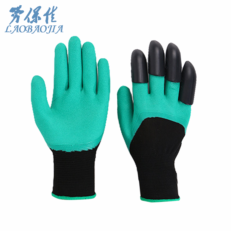 劳保佳 挖土手套 户外浸胶护指手套 园林种植通用劳保手套  右手爪子