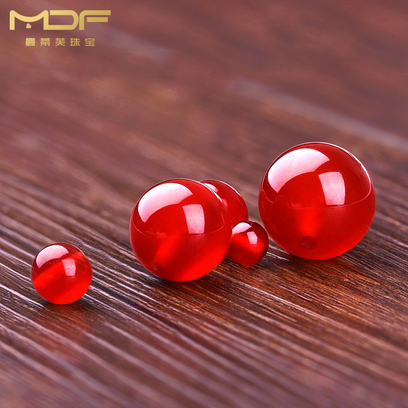 潮典 红玛瑙散珠圆珠红色半成品串珠子手工diy手串手链女饰品隔珠配件 4mm【20颗】