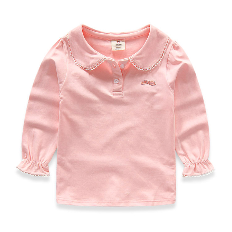 贝壳家族女童装长袖T恤春装女童童装儿童蝴蝶结打底衫tx6225 粉色 120cm