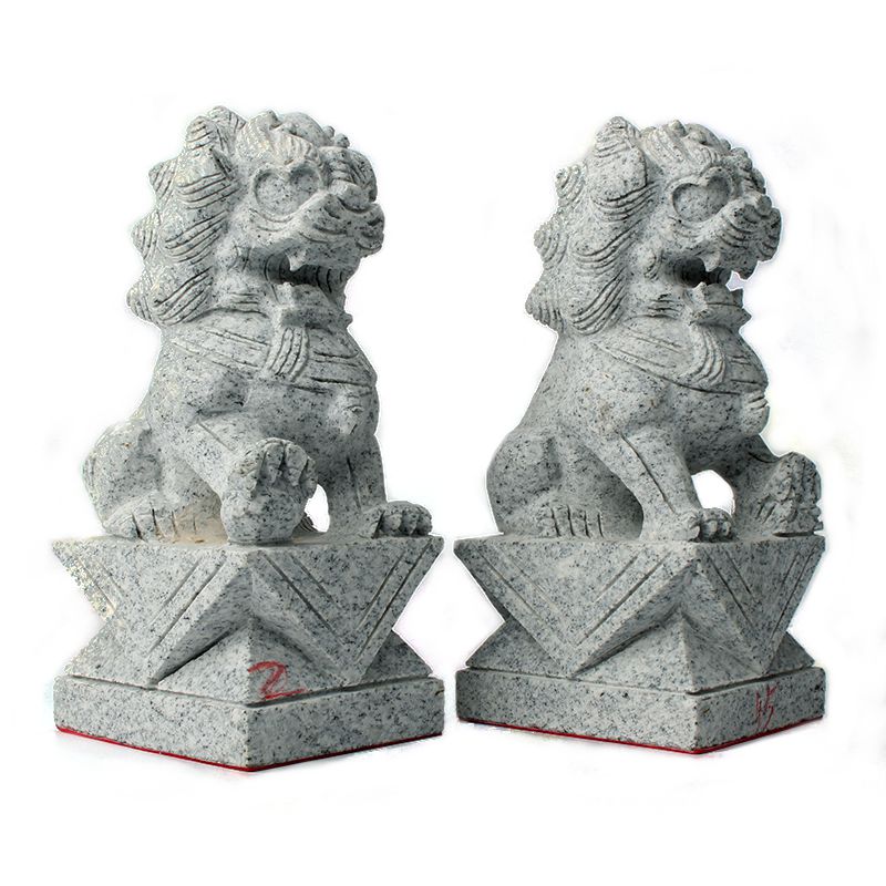 玄友 麻石石狮子一对看门家用门墩动物雕像门口庭院石雕狮子摆件