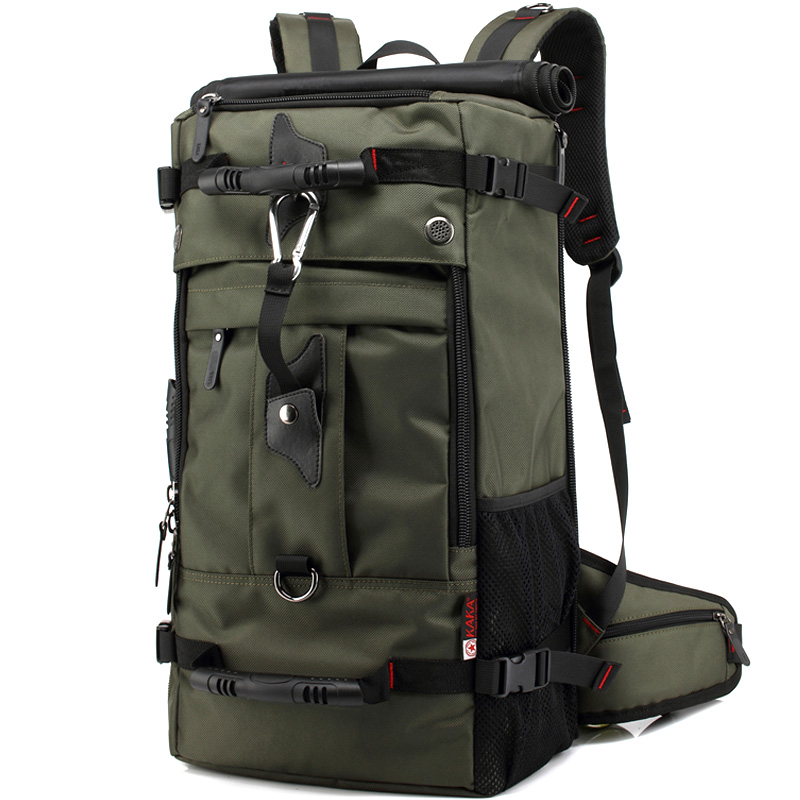 大容量旅行包手提双肩背包男士户外旅游包出差行李背包单肩 军绿升级款(40L)