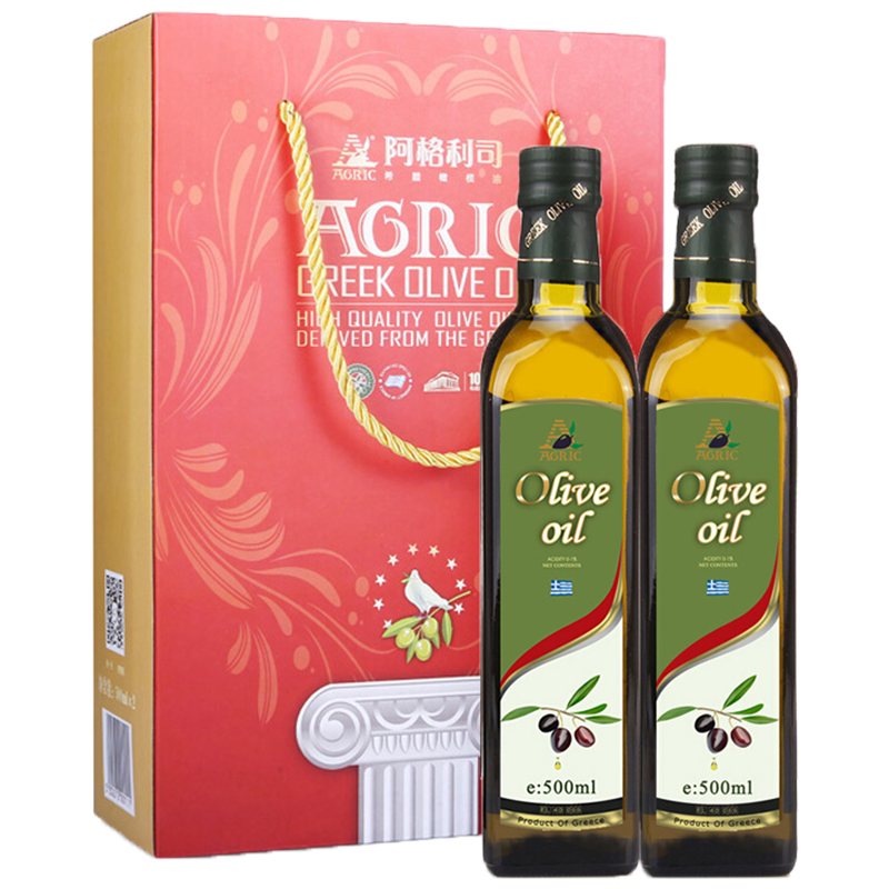 阿格利司希腊 进口阿格利司 橄榄油 纯500ml*2瓶 高级礼盒(包装随机)
