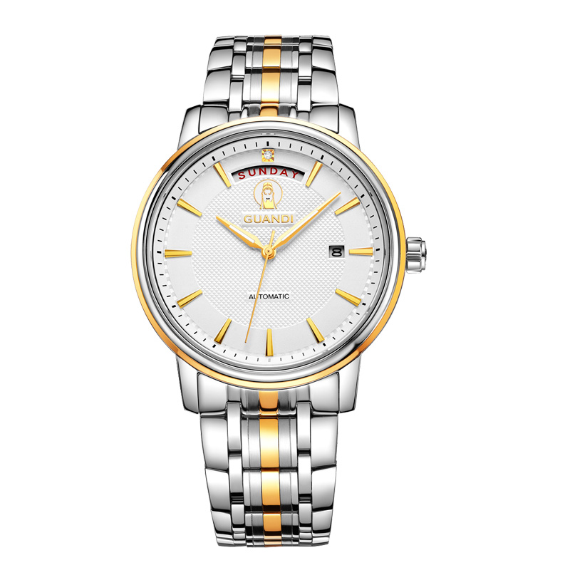 关帝guandi进口瑞士全自动机芯男士商务腕表手表gc2030 金色白盘