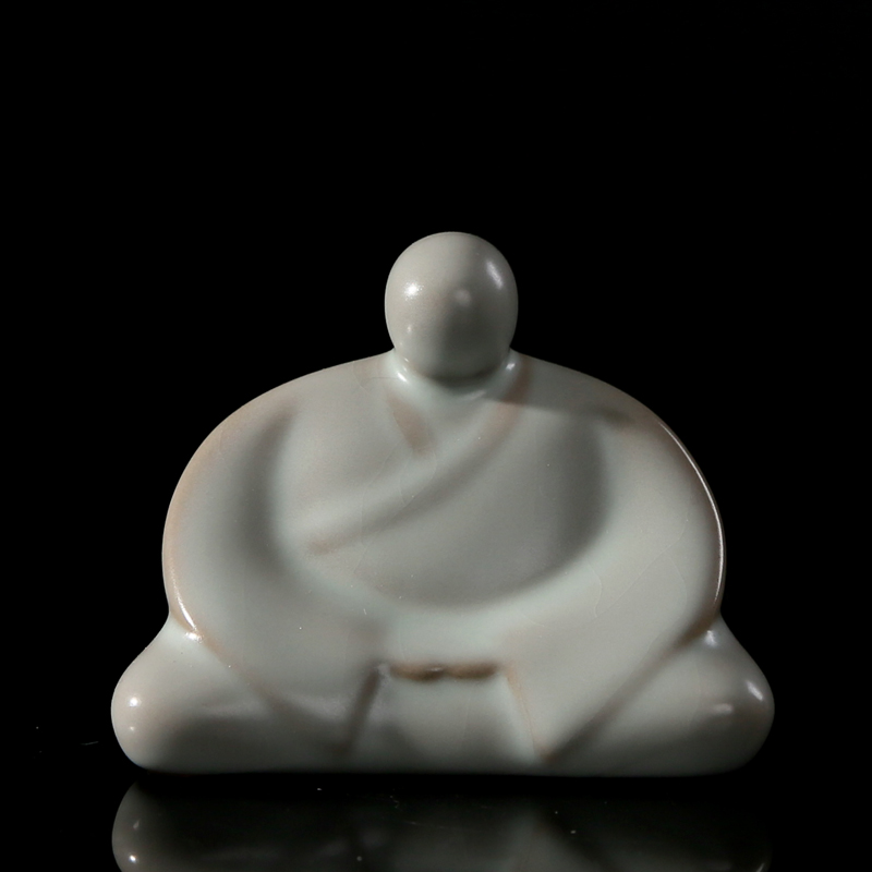 冠杰台湾冠杰汝窑茶宠摆件养后呈金丝铜线汝瓷茶玩茶艺配件/无我相禅