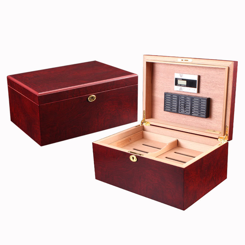 LUXFO朗佑经典雪茄盒玫瑰红雪茄保湿盒小型雪茄柜100CT