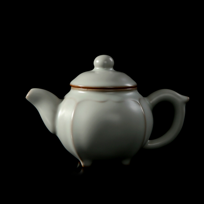 冠杰台湾冠杰汝窑茶具茶壶茶器蟹爪纹大开片陶瓷茶具方融壶/300ml