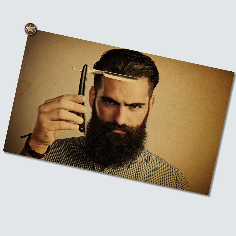 复古理发店装饰画 美发店发型工作室墙画发廊挂画壁画理发师海报 nb