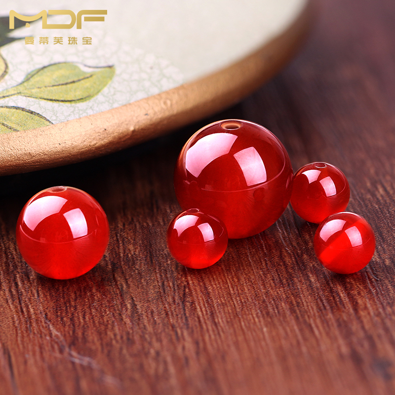 潮典 红玛瑙散珠圆珠红色半成品串珠子手工diy手串手链女饰品隔珠配件 4mm【20颗】