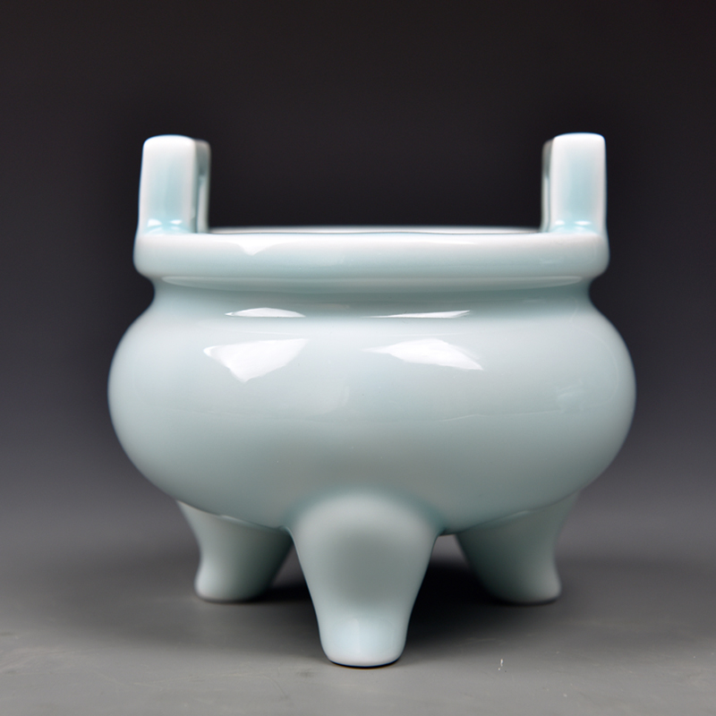 戴玉堂 龙泉青瓷小香炉家用供奉三足线香炉居家陶瓷供佛祭拜坟前插