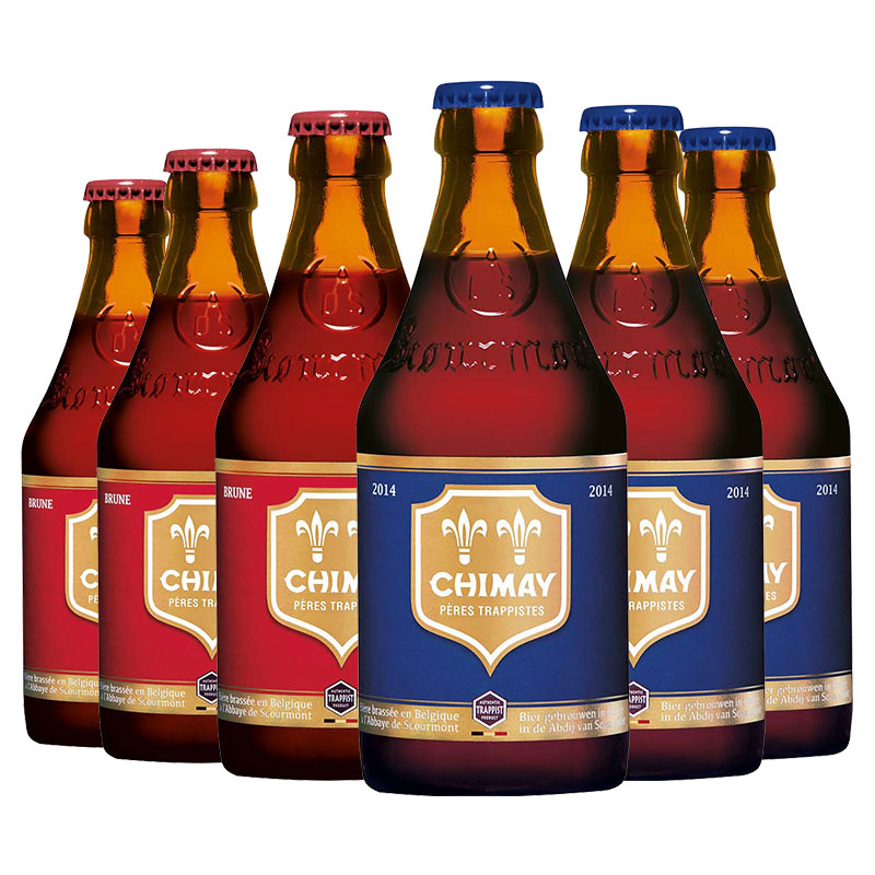 智美（Chimay）红帽*3/蓝帽*3啤酒 组合装 330ml*6瓶 修道士精酿 比利时进口eamdegp