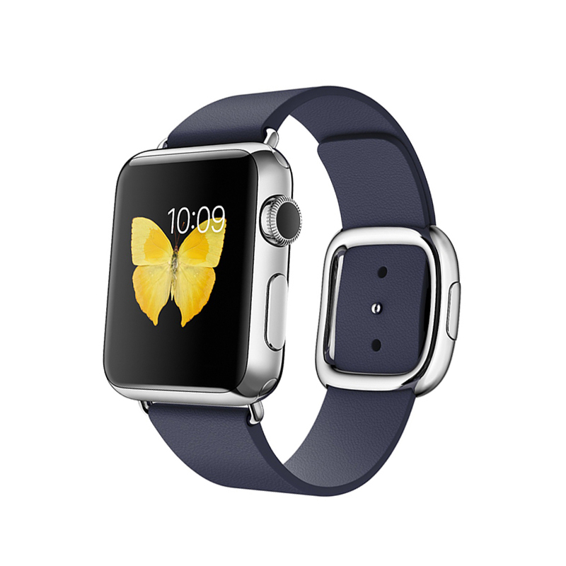 例米 适用于苹果手表iwatch9/8/7/6/SE现代风扣式磁吸真皮表带apple watch5代 现代风扣式磁吸表带-38/40/41mm -蓝色