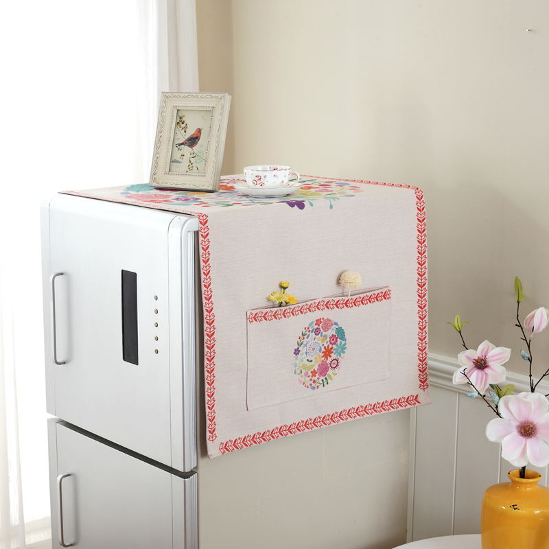 缤谷(bigreat) 冰箱防尘罩田园风布艺盖巾双开门单开门冰箱防尘盖布