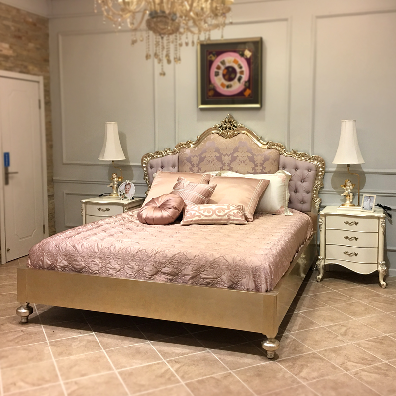 欧界(oujie) 金其利欧式家具欧式卧室 实木软包床床头布艺 意式高端