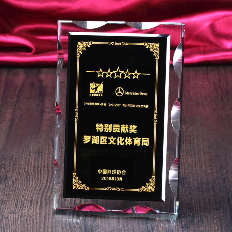 溥畔水晶奖牌授权牌经销商战略合作伙伴团队奖杯 中号140*200mm