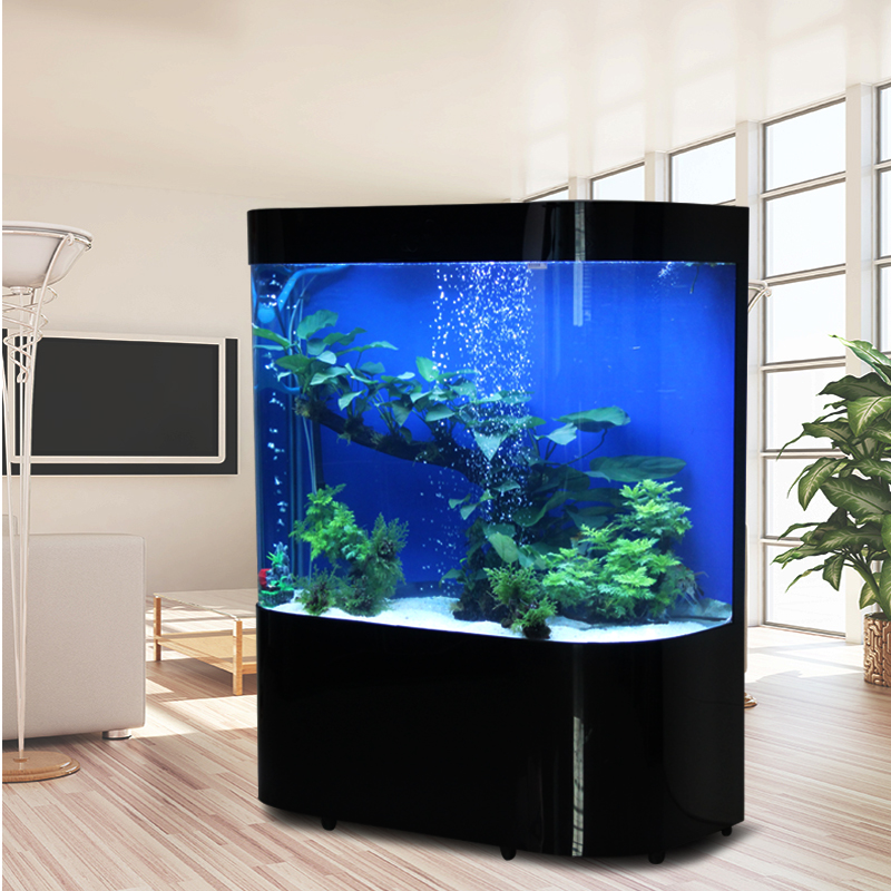 金点尚品弧形鱼缸水族箱客厅家用中型大型双圆角弧形金鱼缸定做弧形