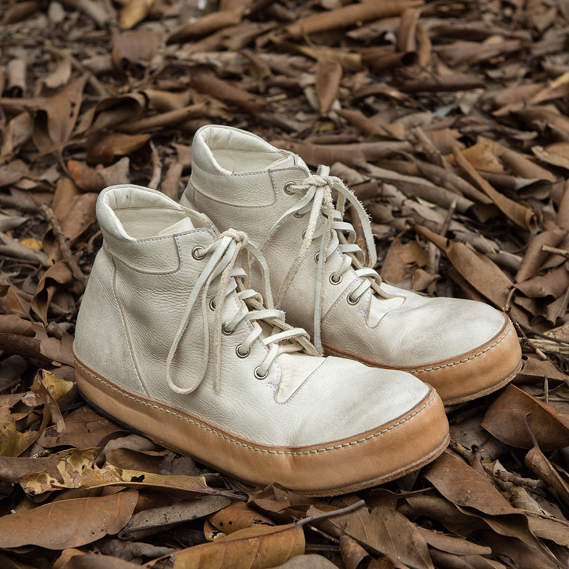 玩累了的孩子·重磅水洗 手工缝线小牛皮厚底篮球运动鞋做旧高帮鞋子