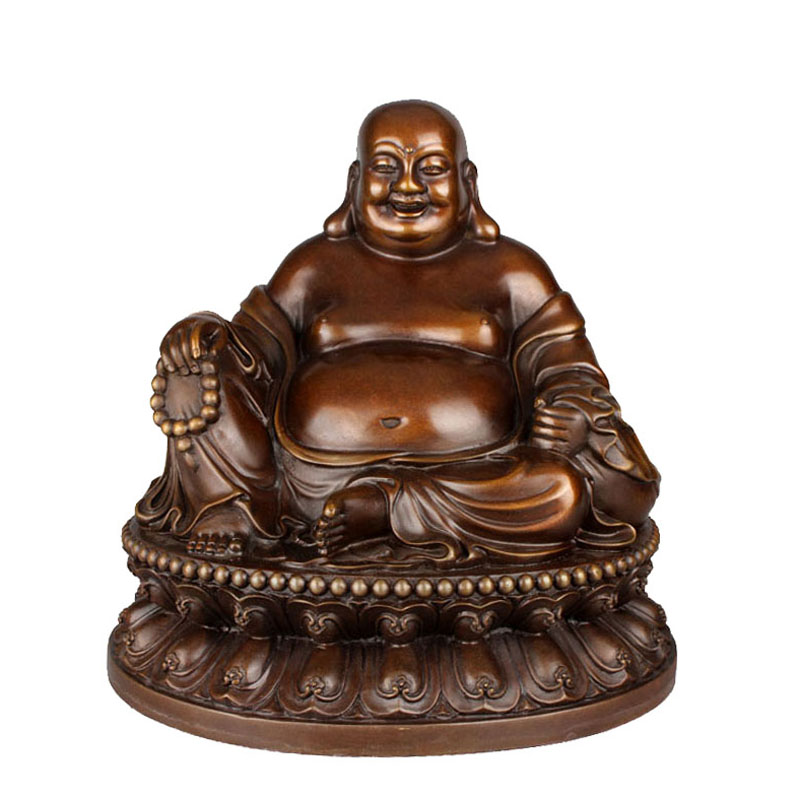 德佑堂 铜弥勒佛铜像摆件坐莲花笑佛笑口常开家居佛堂工艺品开业礼品