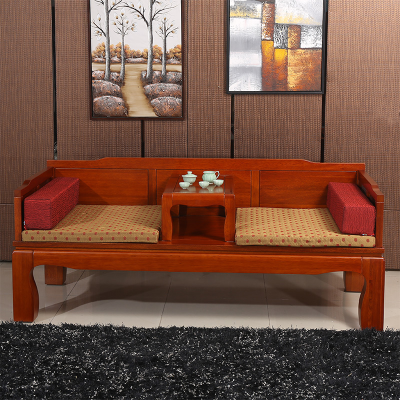 海棠木罗汉椅沙发椅睡榻客厅家具 琥珀红-经典实木款 罗汉床