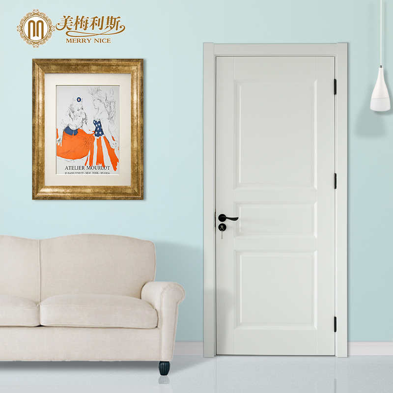 美梅利斯欧式简约全实木门全原木门包上门安装简欧实木门白色 y97