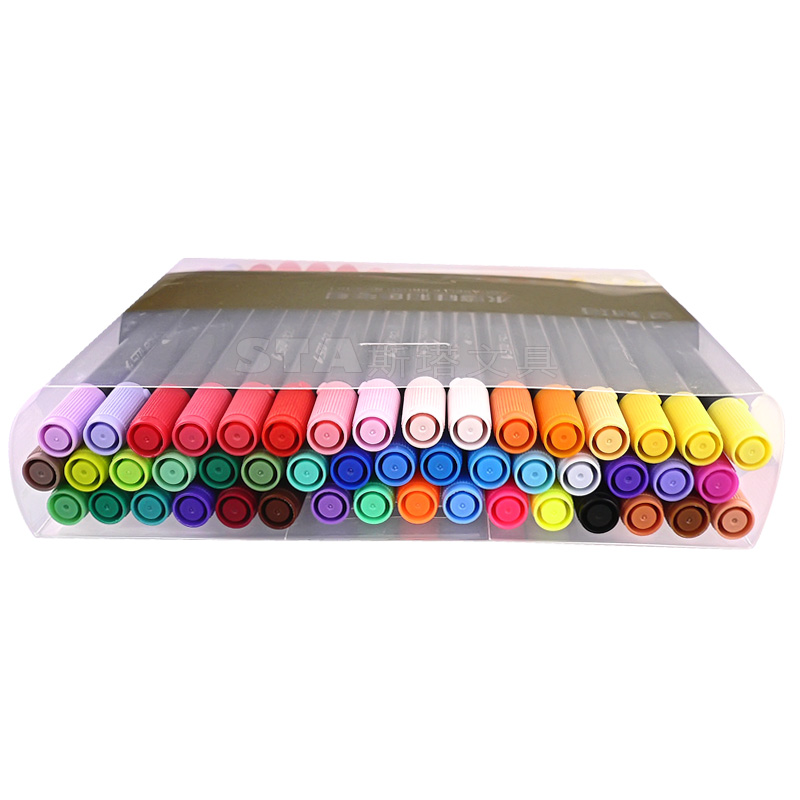 斯塔（STA） 彩色毛笔 3110 双头水溶性软头漫画勾线 水性马克笔 48色套装