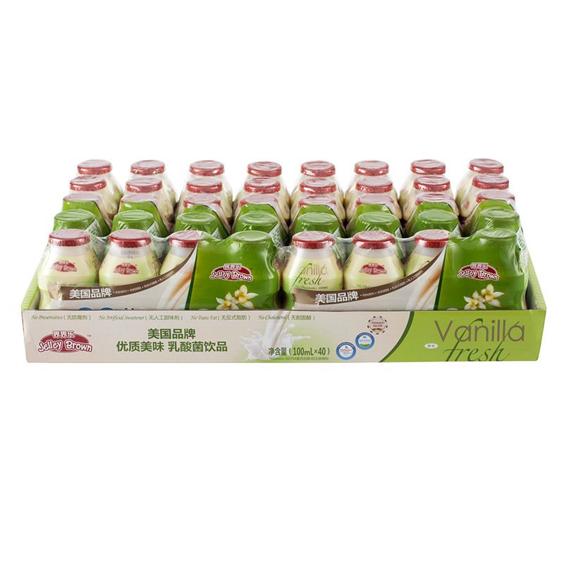 界界乐（Jelley Brown）美国品牌乳酸菌饮料宝宝儿童水果味益生菌饮品 原味整箱(100ml*40瓶)
