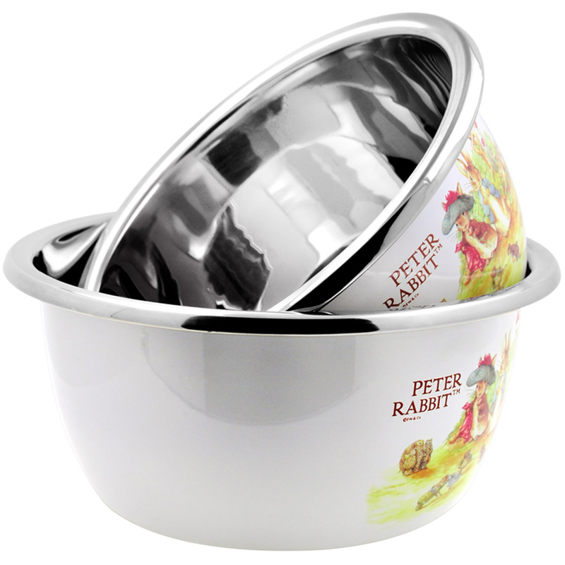 比得兔（Peter Rabbit） 不锈钢多用盆二件套菜盆汤盆米缸大容量加厚钢材不锈钢碗 白色