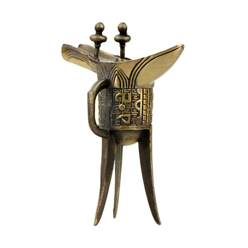 他向 合金仿古代青铜酒杯爵杯三角酒杯乾隆杯父辛爵酒樽古典装饰礼品