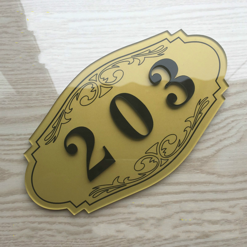 亚克力数字门牌号定制宾馆房间门牌号码牌酒店房号牌提示牌 金色
