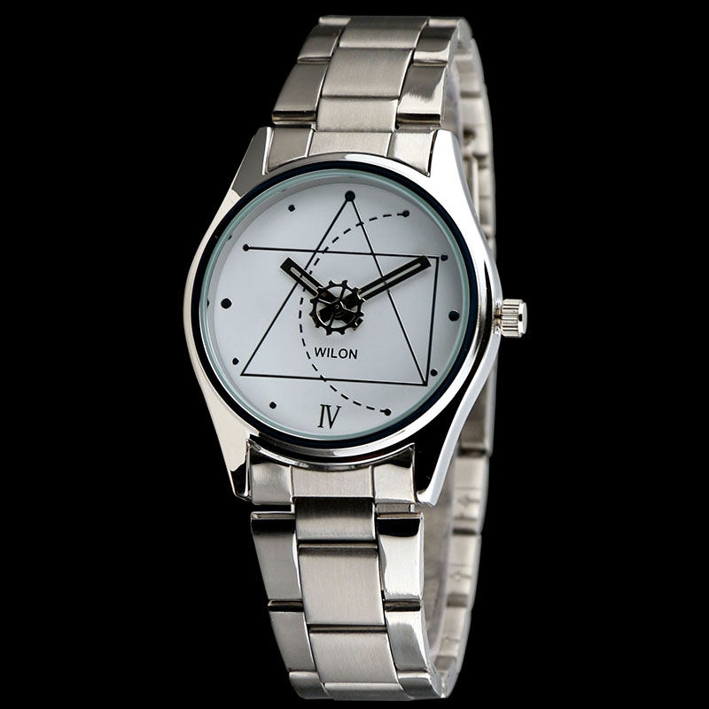 wilon钢表手表 时尚潮流学生男表 个性非主流几何图案表盘情侣表 石英