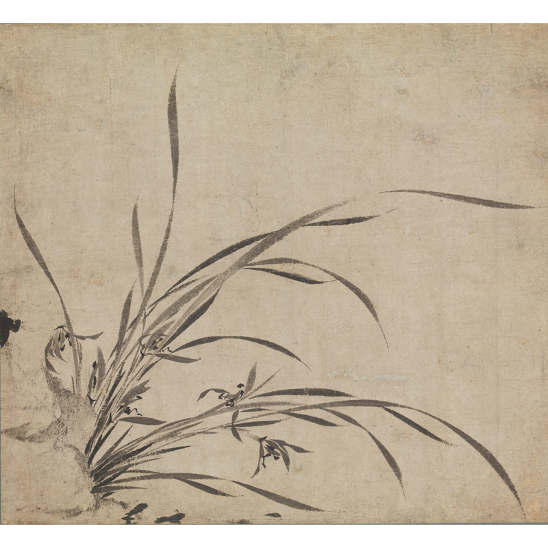 姿翰超高清微喷装饰画 元代 雪窗 兰花图 墨兰图 纸本 36x33 画芯不