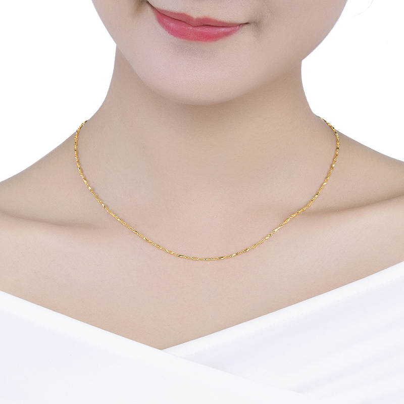 六福珠宝足金百搭元宝链黄金项链女款素链是正品吗纯度高吗？