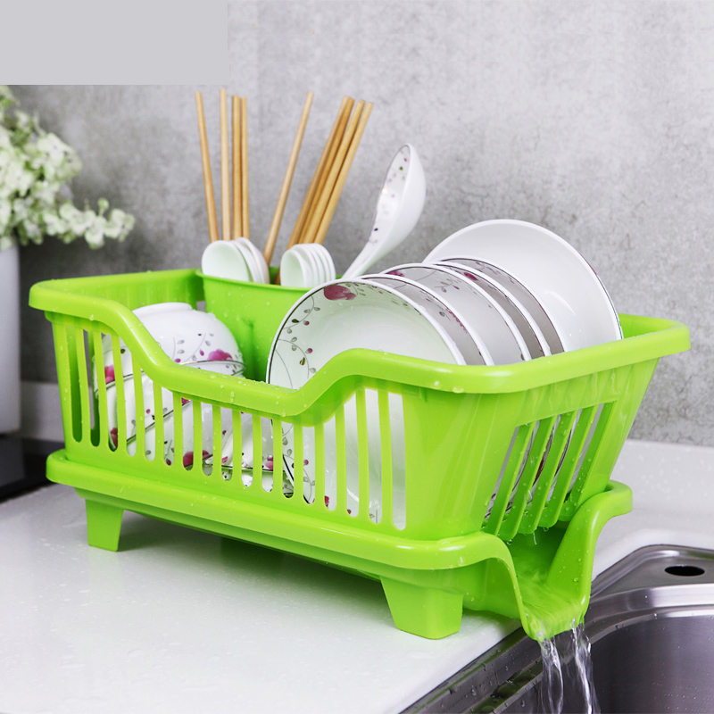 放碗架沥水架沥碗架晾碗柜厨房用品用具置物架餐具滴水塑料 侧面沥水碗架绿色