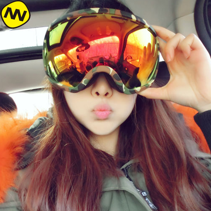 南恩滑雪镜 双层防雾大球面镜片 大视野防风滑雪眼镜男女款ng2 迷彩框
