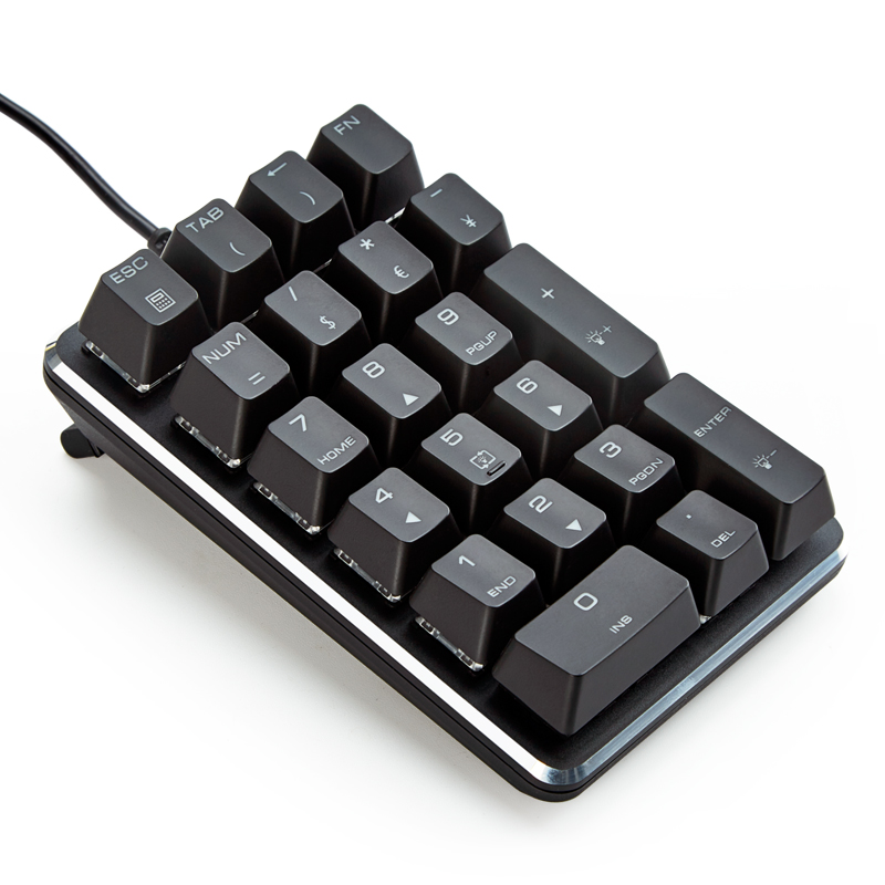 魔蛋（magicforce）数字小键盘 有线键盘 机械键盘 电脑办公外接小键盘 青轴 21键 黑色冰蓝灯