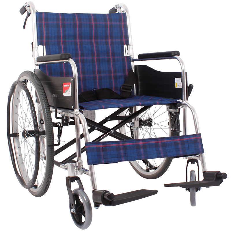 yuwell 鱼跃轮椅车h030c铝合金可折叠轻便老年老人轮椅车免充气胎