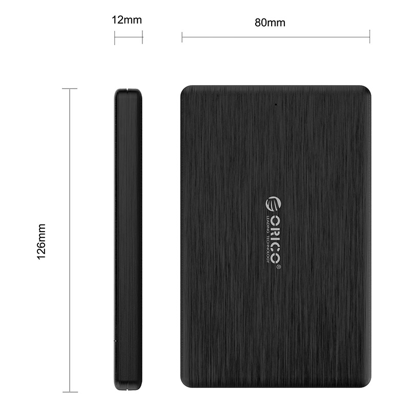 奥睿科(ORICO)移动硬盘盒USB3.0 2.5英寸SATA串口外置盒 创意7mm专用 支持2TB 黑色2578U3