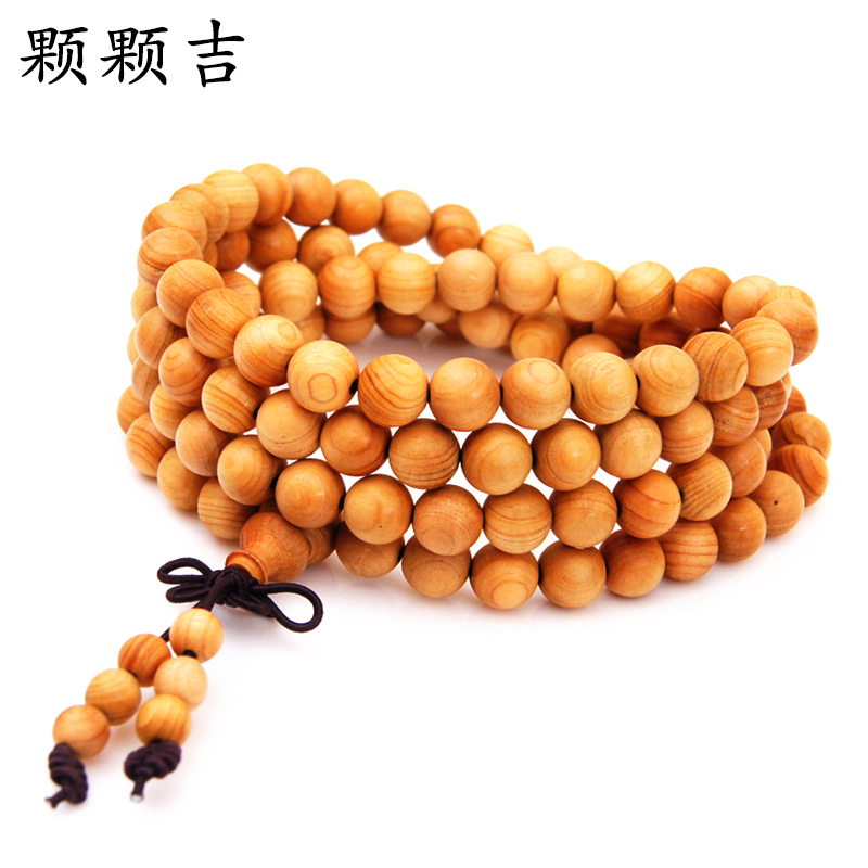 颗颗吉 老料跟料精选柏手串佛珠手链 跟料老料高油油线纹柏木手串佛珠