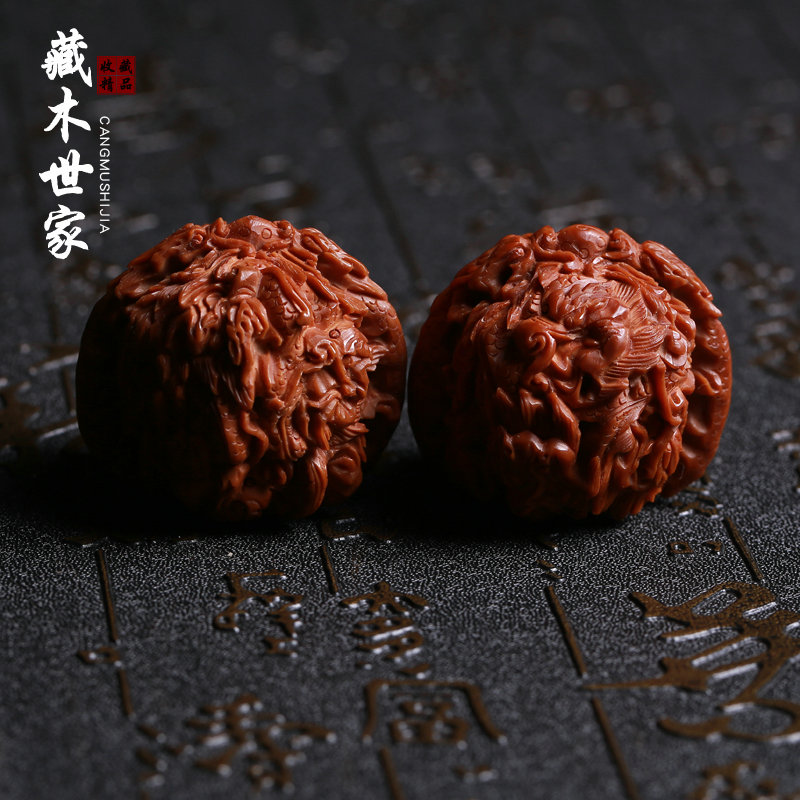 把玩雕刻核桃手把件狮子头鸡心官帽四座楼九龙戏珠核雕男女名家子凡